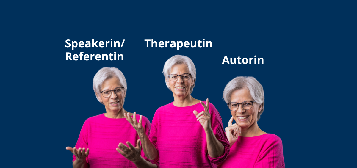 ICH in meinen drei Bereichen als Theapeutin, Speakerin und Autorin