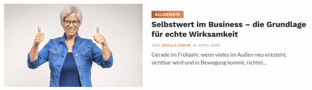 Fachartikel "Selbstwert im Business im MDL-Magazin April 2026